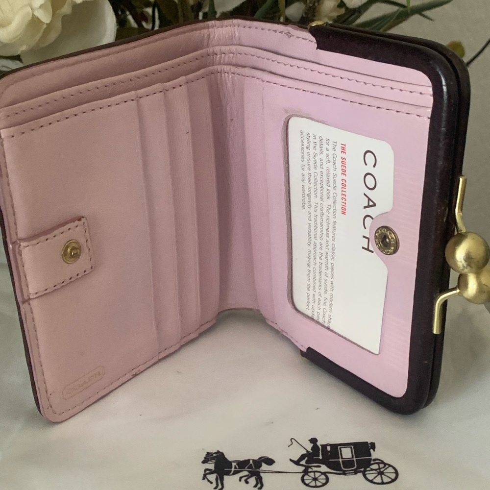 Vintage Coach Madison billfold Brown/Pink Signature Wallet RARE Y2K - Picture 7 of 10